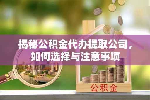济宁揭秘公积金代办提取公司，如何选择与注意事项