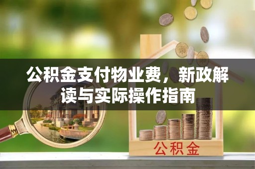 济宁公积金支付物业费，新政解读与实际操作指南